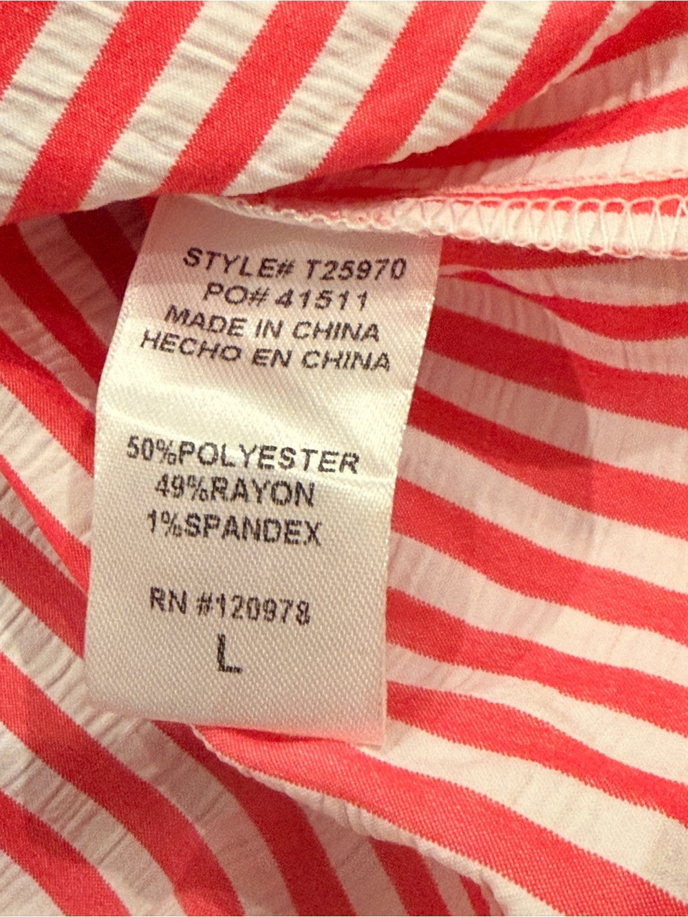 entro Pink and White Striped Popover with Green Trim Collar - Picture 7 of 9